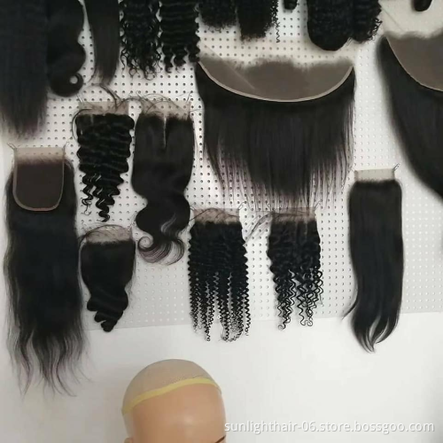 Sunlight free Part Human Water Wave And 10a Mink Hd Frontal Virgin Hair Bundles With Lace Closure